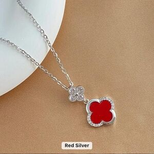 Elegant Red Silver Pendant Necklace